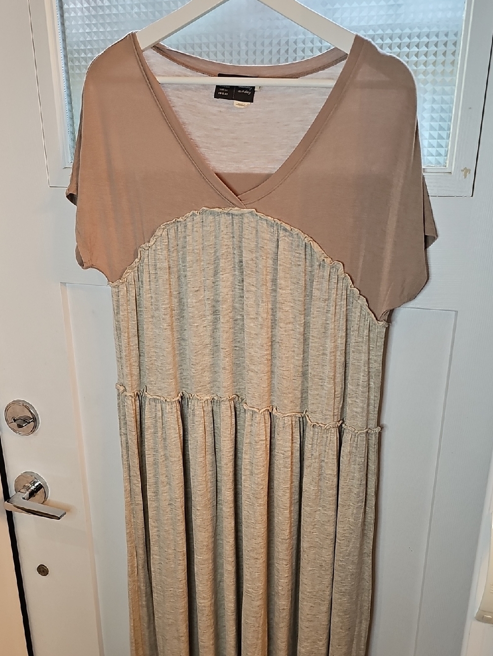 Saturday Sunday Women’s Two-Tone Maxi Dress in Taupe and Light Beige